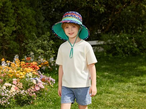 Baby Toddler Kids Sun Hat for Boys Girls Print Adjustable Summer Bucket Cap UPF 50+ Protective in Saudi Arabia
