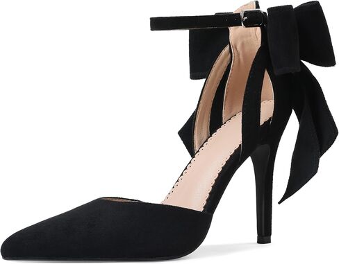 SaraIris Women's Black Bow Heels Pointy Toe Stiletto High Heel Dress Pumps Comfortable Elegant Shoes in Saudi Arabia