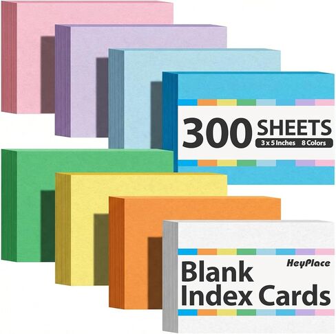 300PCS Colored Index Cards, 3x5 Inch Flash Cards Study Cards Notecards for Studying School Office Game Cards in Saudi Arabia