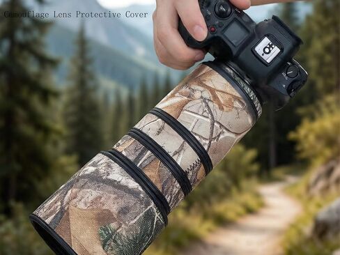 غطاء عدسة Canon RF 100-400mm F/5.6-8 L هو غطاء حماية مموه للعدسة USM وغطاء حماية للمطر (اللون # تمويه الغابة) in Kuwait