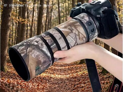 غطاء عدسة Canon RF 100-400mm F/5.6-8 L هو غطاء حماية مموه للعدسة USM وغطاء حماية للمطر (اللون # تمويه الغابة) in Kuwait