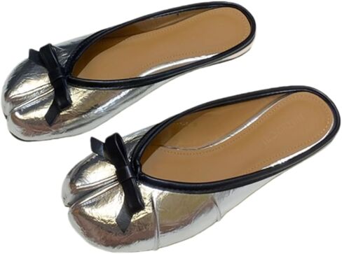 ZQW Tabi Mules for Women Split Toe Slides Bowknot Detail Slip On Backless Ballet Flats Comfortable Lightweight Slip On Shoes for Work Everyday Dressy Outfits in Kuwait
