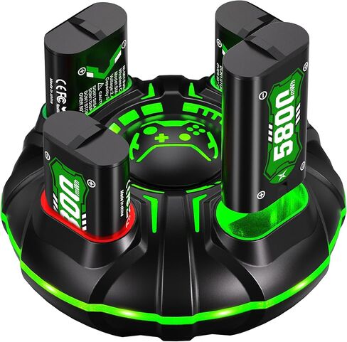 Ukor شحن سريع 4 × 2000 مللي أمبير في الساعة بطارية قابلة للشحن مع شاحن لوحدة تحكم Xbox، بطاريات قابلة لإعادة الشحن، ملحقات Xbox لأجهزة Xbox One/Xbox Series X|S Xbox One S/Xbox One X/Xbox One Elite in Kuwait