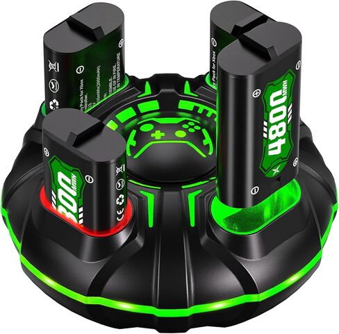Ukor Fast Charging 4 x 2000mAh Rechargeable Battery Pack with Charger for Xbox Controller Rechargeable Batteries Xbox Accessories for Xbox One/Xbox Series X|S Xbox One S/Xbox One X/Xbox One Elite in Saudi Arabia