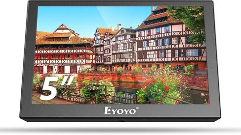 Eyoyo 7 inch Small Mini Monitor 1024x600 Resolution Car Rear View TFT LCD Screen Display with HDMI/VGA/AV Video Input for PC DVD DVR CCD 140° Wide Angle Metal Housing in Kuwait