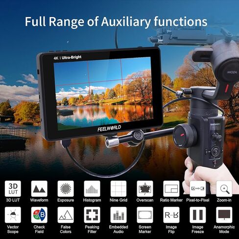 FEELWORLD LUT7 7 Inch Camera Field Monitor 2200nits 1920x1200 Touch Screen + Dual F750 Battery HDMI Mini Cords+Carry Case Compatible for DSLR Cameras,Mirrorless Camera in Kuwait