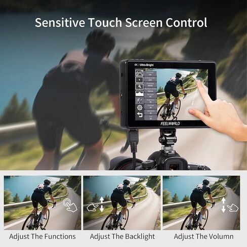 FEELWORLD LUT7 7 Inch Camera Field Monitor 2200nits 1920x1200 Touch Screen + Dual F750 Battery HDMI Mini Cords+Carry Case Compatible for DSLR Cameras,Mirrorless Camera in Kuwait