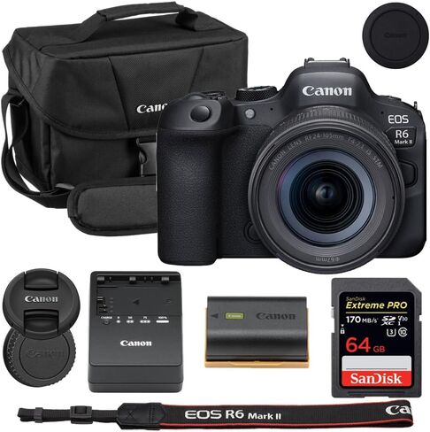 Canon EOS R6 Mark II Mirrorless Camera with RF 24-105mm STM Lens Bundle with Canon 200ES EOS Shoulder Bag + 64GB Extreme PRO Memory Card in Kuwait
