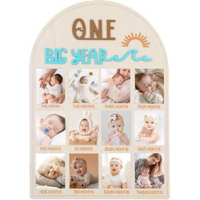 My First Year Photo Board, Wood 12 Month Milestone Baby Picture Frame, My First Year Photo Frame Photoes Display 1st Birthday Decorations Girl Boy Nursery Decor Birthday Party Baby Keepsake Gifts in Kuwait
