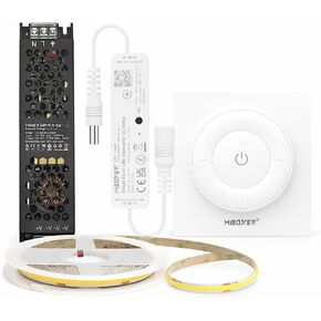 Remote Kit MLR1 Mini Single Color LED Controller & K3 White Rotating Wheel Remote Bundle (24V 200W IP20 LED Driver + 24V COB LED Strip 480LED/m CRI90 4000K Natural White) in Kuwait