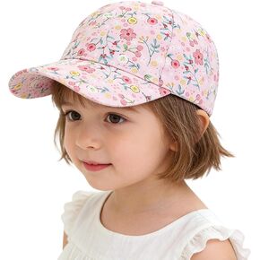 Girls-Floral-Baseball-Cap Toddler-Adjustable-Sun-Hat-Ponytail-Trucker-Hat | Kids toddler girls cute floral brethable cap,adjustable strape fit ponytail opening for outdoor play travel and sunny days in Kuwait