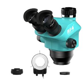 Trinocular Microscope Head 7-50X Simul Focal Continuous Zoom Stereo Microscope WF10X/22mm Eyepiece Phone PCB Soldering(RF-7-50X 0.5CTV) in Kuwait