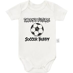 بدلة Daddy's Future Soccer Buddy، ملابس أطفال محايدة للجنسين، بدلة رياضية مضحكة بأكمام قصيرة للرضع in Kuwait