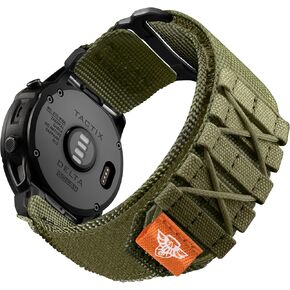 Bandletic متوافق مع سوار ساعة Garmin Fenix ​​8 47mm 7 6 Pro 5 Plus، حزام نايلون تكتيكي متين للغريزة 3 2، أحزمة ساعة سريعة التركيب 22 مم لـ Forerunner 970/965/955/945/Approach S62/S60/Epix 2 in Kuwait