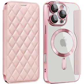 حافظة محفظة مغناطيسية لهاتف Apple iPhone 17 Pro Max، غطاء خلفي شفاف من جلد البولي يوريثان مانع RFID متوافق مع حافظة الشحن اللاسلكي Magsafe المضادة للخدش لهاتف iPhone 17 Pro Max، برتقالي in Kuwait