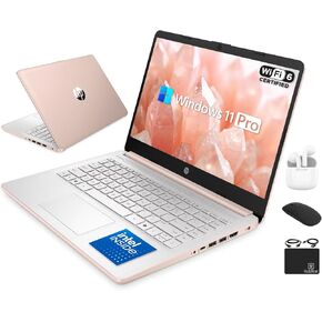 كمبيوتر محمول HP جديد 14 بوصة عالي الدقة وخفيف الوزن، معالج Intel Celeron رباعي النواة، ذاكرة الوصول العشوائي 8 جيجابايت، 192 جيجابايت (64 جيجابايت eMMC + بطاقة 128 جيجابايت)، واي فاي، حتى 11 ساعة، Windows 11 S + 1 سنة Office 365+HubxcelAccessory، وردي in Kuwait