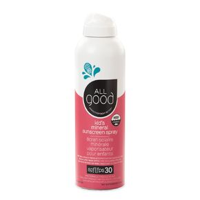 بخاخ واقي من الشمس من All Good Baby & Kids - UVA/UVB واسع الطيف، عامل حماية من الشمس 30، أكسيد الزنك، صديق للشعاب المرجانية، مقاوم للماء، آذريون، صبار (6 أونصة) in Kuwait