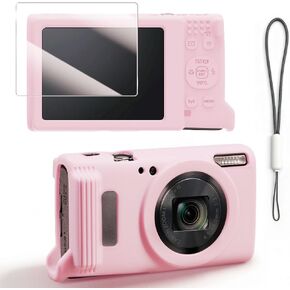 حافظة سيليكون لهاتف Canon PowerShot ELPH 360/IXY 650 مع واقي شاشة وحبل، غطاء كاميرا ناعم مضاد للخدش، غطاء حماية نحيف لجسم الكاميرا - وردي in Kuwait