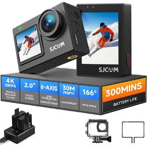 كاميرا SJCAM SJ6 فائقة الحركة 4K، 20 ميجابكسل 166 درجة FOV للتحكم الصوتي، كاميرا مقاومة للماء، شاشة تعمل باللمس 5G واي فاي، تحت الماء 98 قدم، تدعم الميكروفون الخارجي وكاميرا تسجيل الفيديو عن بعد in Kuwait