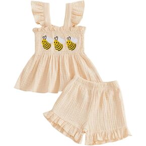Baby Girl Summer Clothes Strawberry Dress Shorts Outfit Bow Cherry Daisy Tops Bloomers Infant Toddler Linen Outfits in Saudi Arabia