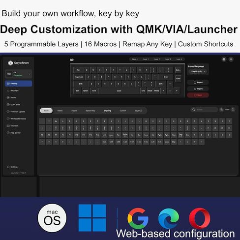 لوحة مفاتيح ميكانيكية Keychron Q9 52-Key 40% تخطيط (سلكية) مع مقبض - QMK/Launcher طبقات قابلة للبرمجة لنظام التشغيل Mac/Windows، مفاتيح Gateron G Pro بنية قابلة للتبديل السريع، هيكل من الألومنيوم، RGB، أسود in Kuwait