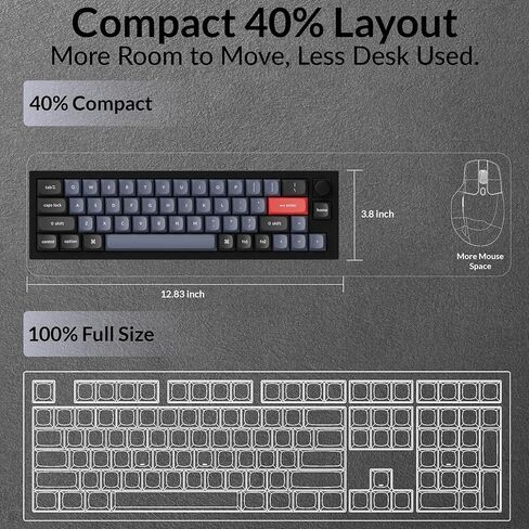 لوحة مفاتيح ميكانيكية Keychron Q9 52-Key 40% تخطيط (سلكية) مع مقبض - QMK/Launcher طبقات قابلة للبرمجة لنظام التشغيل Mac/Windows، مفاتيح Gateron G Pro بنية قابلة للتبديل السريع، هيكل من الألومنيوم، RGB، أسود in Kuwait