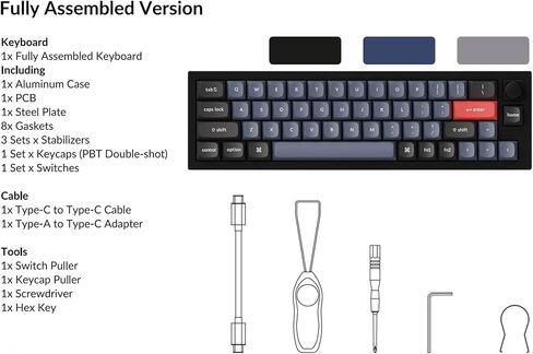 لوحة مفاتيح ميكانيكية Keychron Q9 52-Key 40% تخطيط (سلكية) مع مقبض - QMK/Launcher طبقات قابلة للبرمجة لنظام التشغيل Mac/Windows، مفاتيح Gateron G Pro بنية قابلة للتبديل السريع، هيكل من الألومنيوم، RGB، أسود in Kuwait