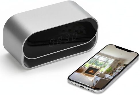 ULar 4K UHD Clock Camera, WiFi6 & AP Hotspot, Remote Live View, 2600mAh Battery, Motion Detection, HD Night Vision, Home Security Monitor, No Audio in Kuwait