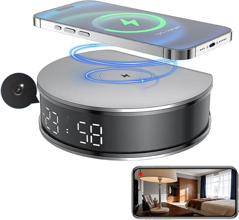 LIZVIE Hidden Camera Clock, Wireless Spy Camera 2.4G WiFi 1080P Full HD - Night Vision/Motion Detection Alarm/App Control/SD Storage/Nanny Cam for Home Security Indoor. in Kuwait