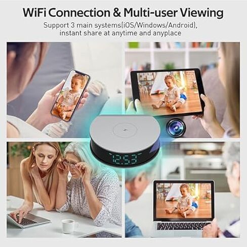 LIZVIE Hidden Camera Clock, Wireless Spy Camera 2.4G WiFi 1080P Full HD - Night Vision/Motion Detection Alarm/App Control/SD Storage/Nanny Cam for Home Security Indoor. in Kuwait