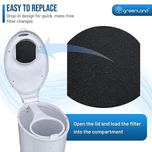 Greenland® 12-Pack Carbon Filter Refills Compatible with Ubbi® Diaper Pail – Activated Charcoal Odor Absorbing Pads, Long-Lasting Deodorizer Replacement for Ubbi Steel Diaper Pail in Kuwait