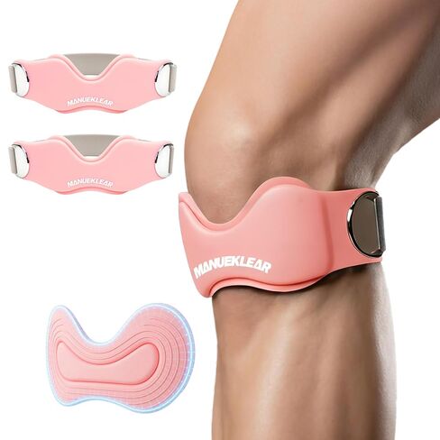 MANUEKLEAR V-Shaped Patella Bands, Adjustable Flex Wrap Patellar Tendon Support Strap for Men Women, Silicone Patella Knee Straps Suitable for Pain Relief Running Hiking Basketball, (2pcs) in Saudi Arabia