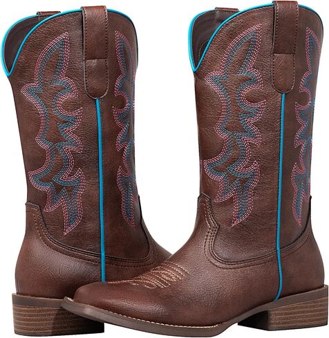 SheSole Cowboy Boots for Women Square Toe Wide Calf Cowgirl Boots Ladies Western Boots in Saudi Arabia