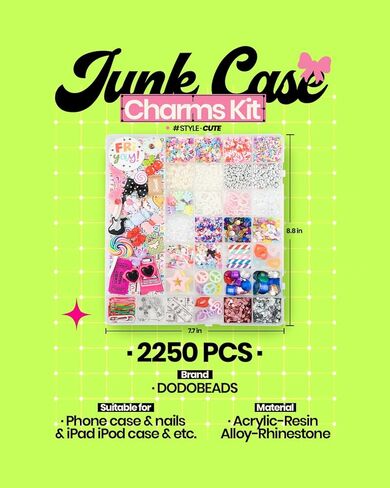 DODOBEADS 2250 PCS Junk Case Charms Kit ، سحر للحالات غير المرغوب فيها ، سحر علبة الهاتف ، مجموعة علبة غير مرغوب فيها مع سحر كبير ، سحر القوس ، سحر الأظافر ، حبات الرسائل ، السحر الوردي ، الخرز غير المرغوب فيه in Saudi Arabia