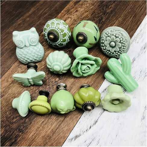 Door Handle 1 Piece of Mixed Fashion Appearance Green Cream Flower Love Ceramic Handle Children's Room Cabinet Drawer Cabinet Handle (Color : K) in Kuwait