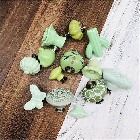 Door Handle 1 Piece of Mixed Fashion Appearance Green Cream Flower Love Ceramic Handle Children's Room Cabinet Drawer Cabinet Handle (Color : K) in Kuwait