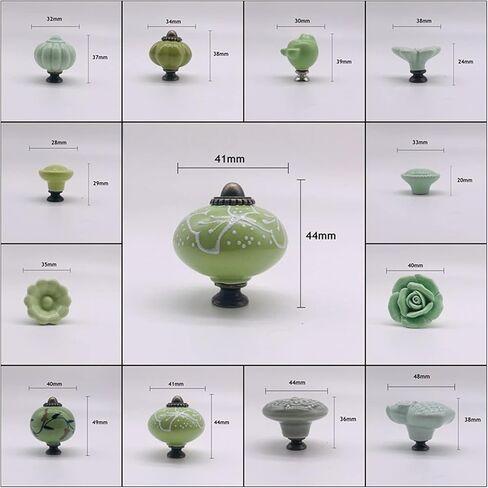 Door Handle 1 Piece of Mixed Fashion Appearance Green Cream Flower Love Ceramic Handle Children's Room Cabinet Drawer Cabinet Handle (Color : K) in Kuwait