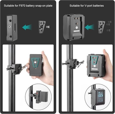 Fomito V-Lock Triangle Plate, Metal Alloy, Compatible with F970 Battery and V-Port Batteries, Includes Mounting Screws, Black（Two-piece Set） in Kuwait