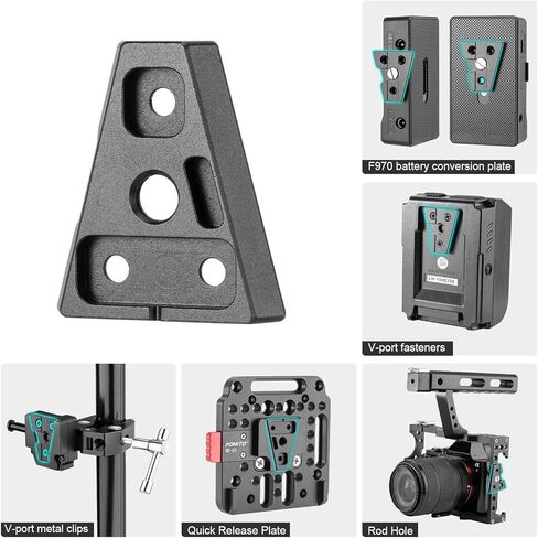Fomito V-Lock Triangle Plate, Metal Alloy, Compatible with F970 Battery and V-Port Batteries, Includes Mounting Screws, Black（Two-piece Set） in Kuwait