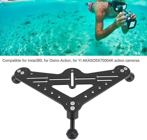 Acouto Underwater Diving Tray Rig Stabilizer Tripod سبائك الألومنيوم دعم محمول لكاميرا Osmo Action Yi EK7000 4K، مصممة للتصوير الفوتوغرافي تحت الماء (أسود)، Acoutof6i8bsvq32-11 in Kuwait