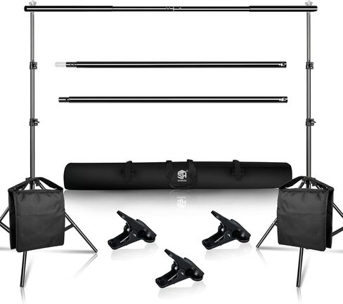 Heavy Duty Backdrop Stand 9.2x9.2ft, Pipe and Drape Backdrop Stand Kit | Adjustable Photo Background Frame with Metal Base & Carry Bag for Photography, Party, Birthday and Wedding Decoration in Saudi Arabia