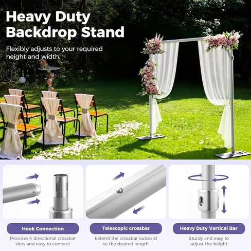 Heavy Duty Backdrop Stand 9.2x9.2ft, Pipe and Drape Backdrop Stand Kit | Adjustable Photo Background Frame with Metal Base & Carry Bag for Photography, Party, Birthday and Wedding Decoration in Saudi Arabia