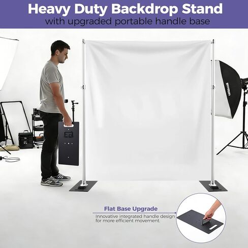 Heavy Duty Backdrop Stand 9.2x9.2ft, Pipe and Drape Backdrop Stand Kit | Adjustable Photo Background Frame with Metal Base & Carry Bag for Photography, Party, Birthday and Wedding Decoration in Saudi Arabia