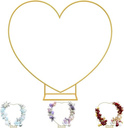 6.7 Ft Heart Arch Stand for Proposal, Heavy Duty Gold Metal Heart Shape Wedding Arch Photo Backdrop Stand– Supplies for Wedding, Valentine's Day, Engagement and Birthday Party (Gold) in Kuwait