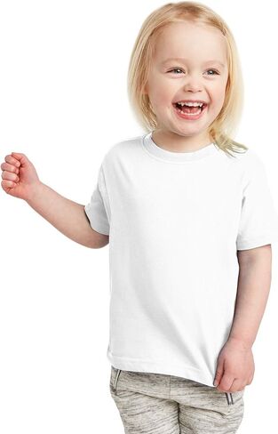 Rabbit Skins Toddler Soft Ribbed Crewneck Jersey T-Shirt, Wht, 5/6T in Kuwait