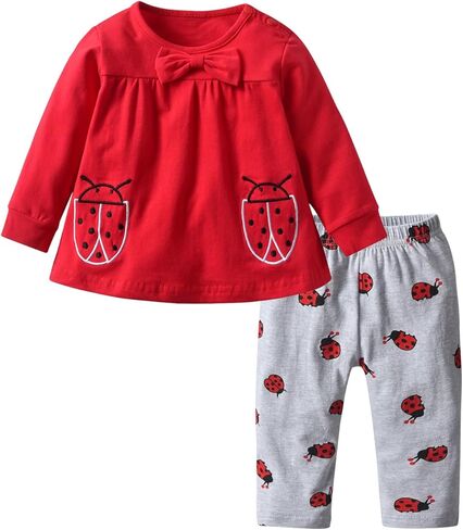 Infant Baby Girl Clothes Toddler Cow Print Long Sleeve Pullover Top Pant Fall Winter Outfits Set in Saudi Arabia
