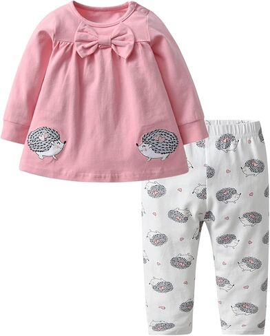 Infant Baby Girl Clothes Toddler Cow Print Long Sleeve Pullover Top Pant Fall Winter Outfits Set in Saudi Arabia