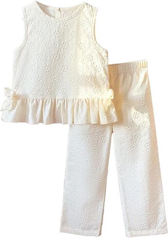 SOLY HUX Toddler Girl's Summer Clothes Ruffle Sleeveless Top and Pants 2 Piece Set Cute Outfits in Saudi Arabia