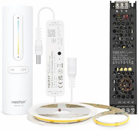 طقم التحكم عن بعد MLR1 Mini Single Color LED Controller & C3 White CCT Remote Bundle (24V 200W IP20 LED Driver + 24V COB LED strip 480LED/m CRI90 4000K أبيض طبيعي) in Kuwait