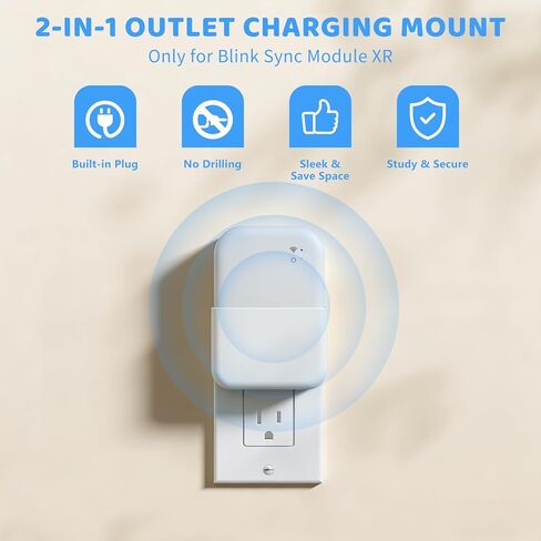 2-in-1 Outlet Mount & Charger for Blink Sync Module XR, Space-Saving Wall Mount Holder with Built-in Plug – Sync Module XR Charging Station for Blink Security Camera, Easy Install in Kuwait